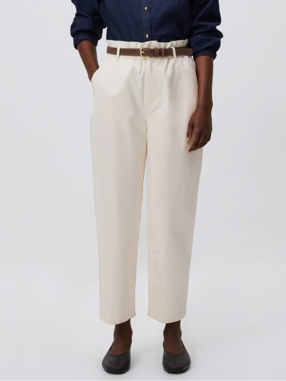 NWT Reserved High Rise Paperbag Jeans in Cream
